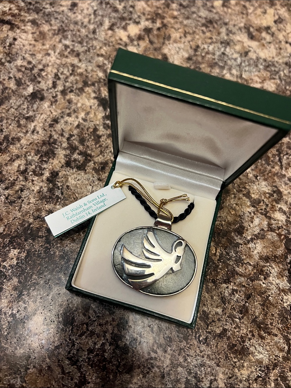 J.C. Walsh & Sons Connemara Marble angel pendant necklace from Ireland